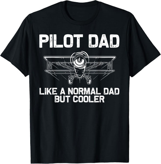 Funny Pilot Dad Art Father Aviation Airplane Pilot T-Shirt - T-Shirt | Black