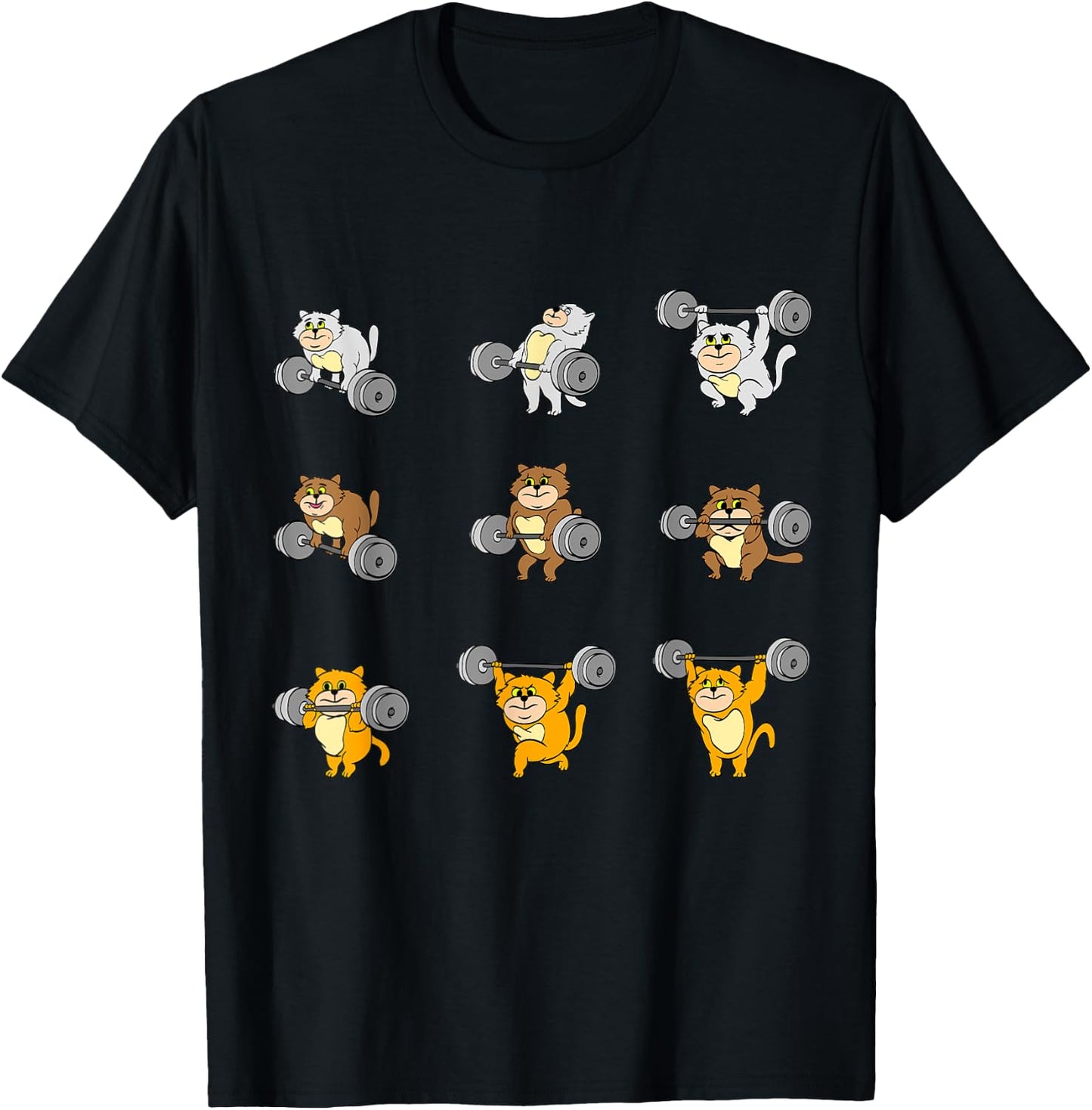 Funny Cat Deadlift Barbell Gym Training T-Shirt - T-Shirt | Black