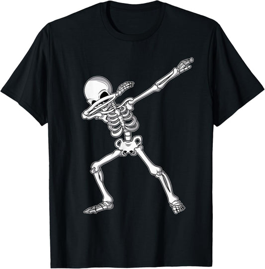 Dabbing Skeleton Shirt Kids Adult Dab Boys Funny Halloween T-Shirt - T-Shirt | Black