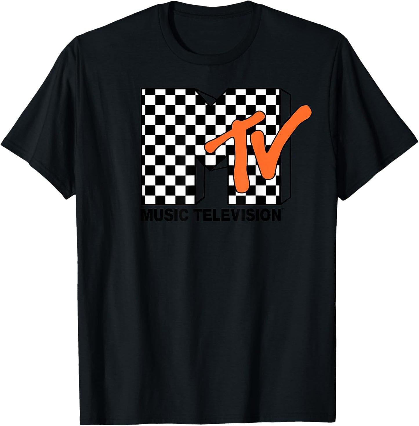 MTV Logo Checkers Style Graphic T-Shirt - T-Shirt | Black