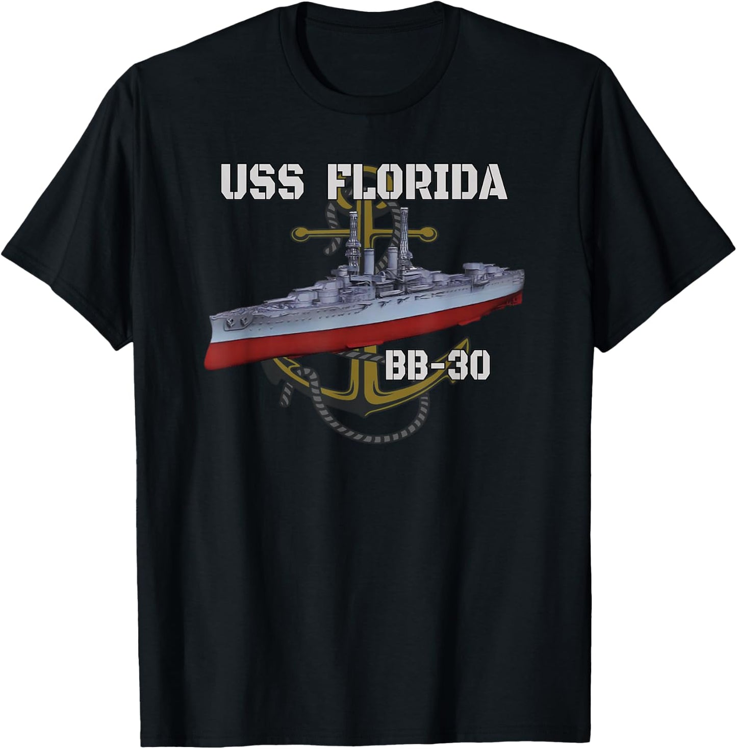 USS Florida BB-30 Battleship American WW1 Warship Veterans T-Shirt - T-Shirt | Black