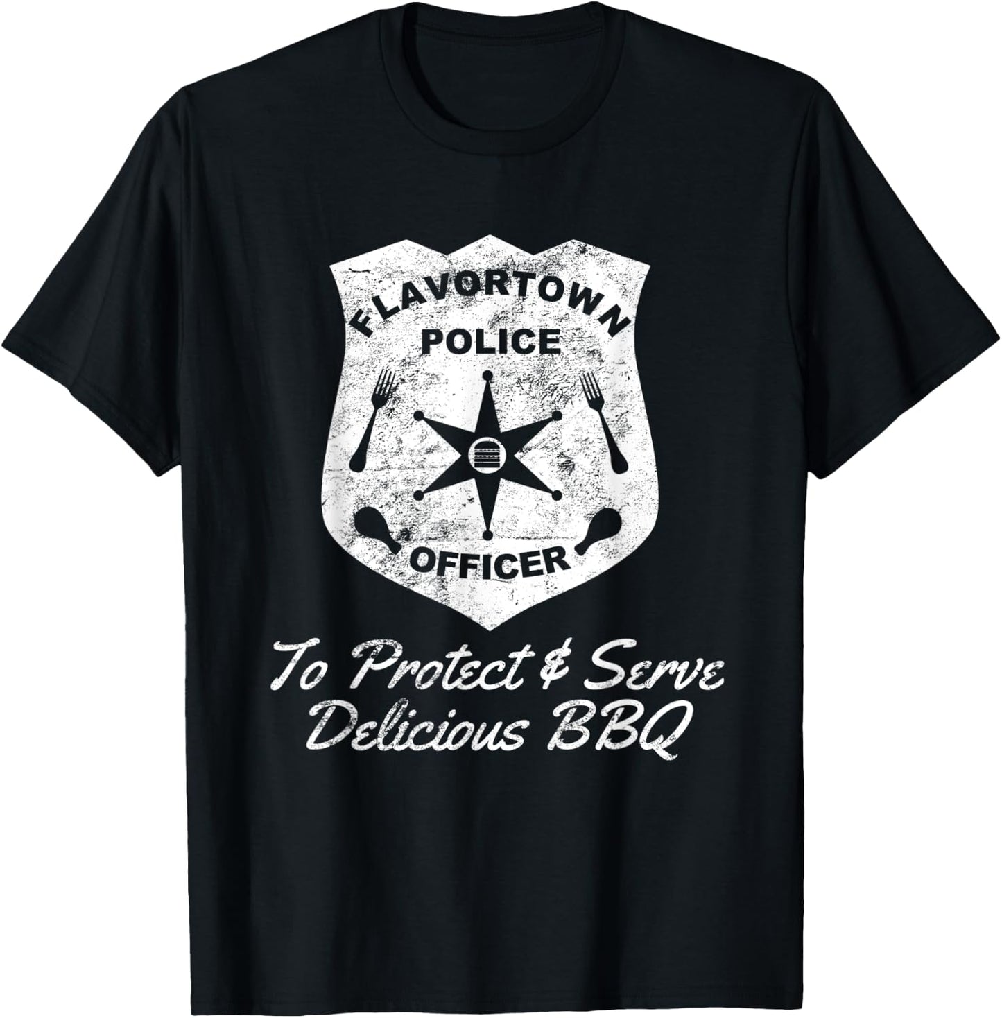 Flavortown Police Officer Funny Barbecue American Fast Food T-Shirt - T-Shirt | Black
