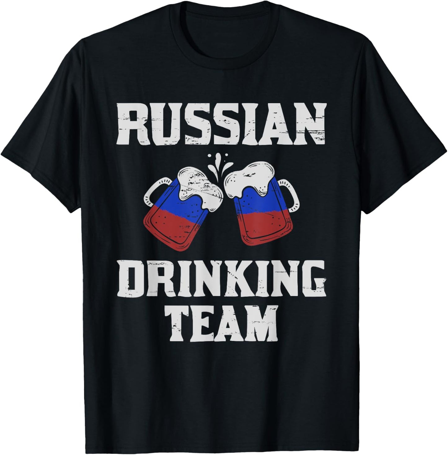 Russia Drinking Team design Russian Flag Country Beer Funny T-Shirt - T-Shirt | Black