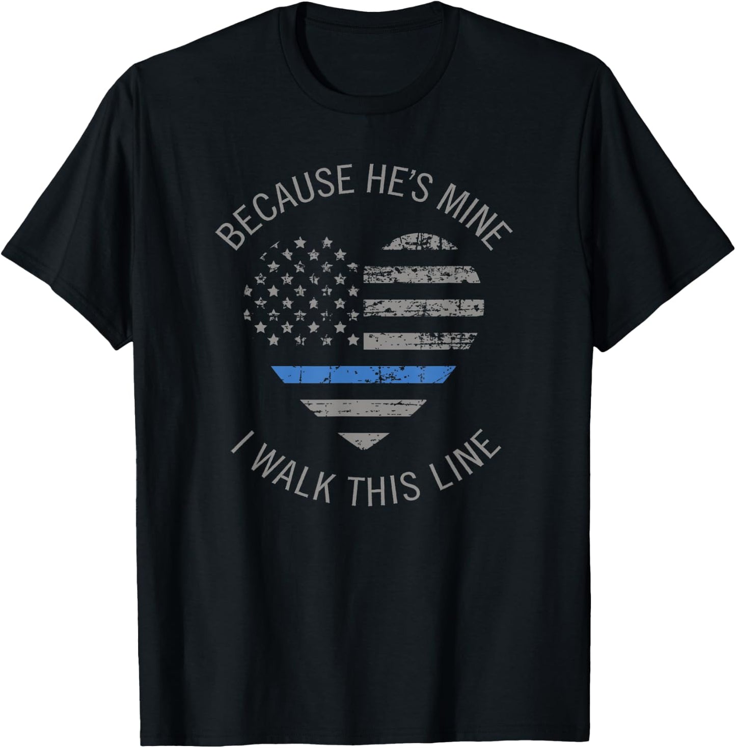 LEO Wife Gift Because He's Mine I Walk This Line Shirt T-Shirt - T-Shirt | Black