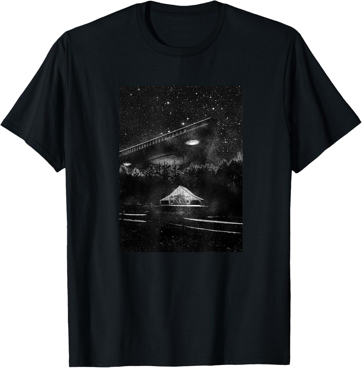 UFO Art - TR3B Triangle Spacecraft, Visiting Alien T-Shirt - T-Shirt | Black