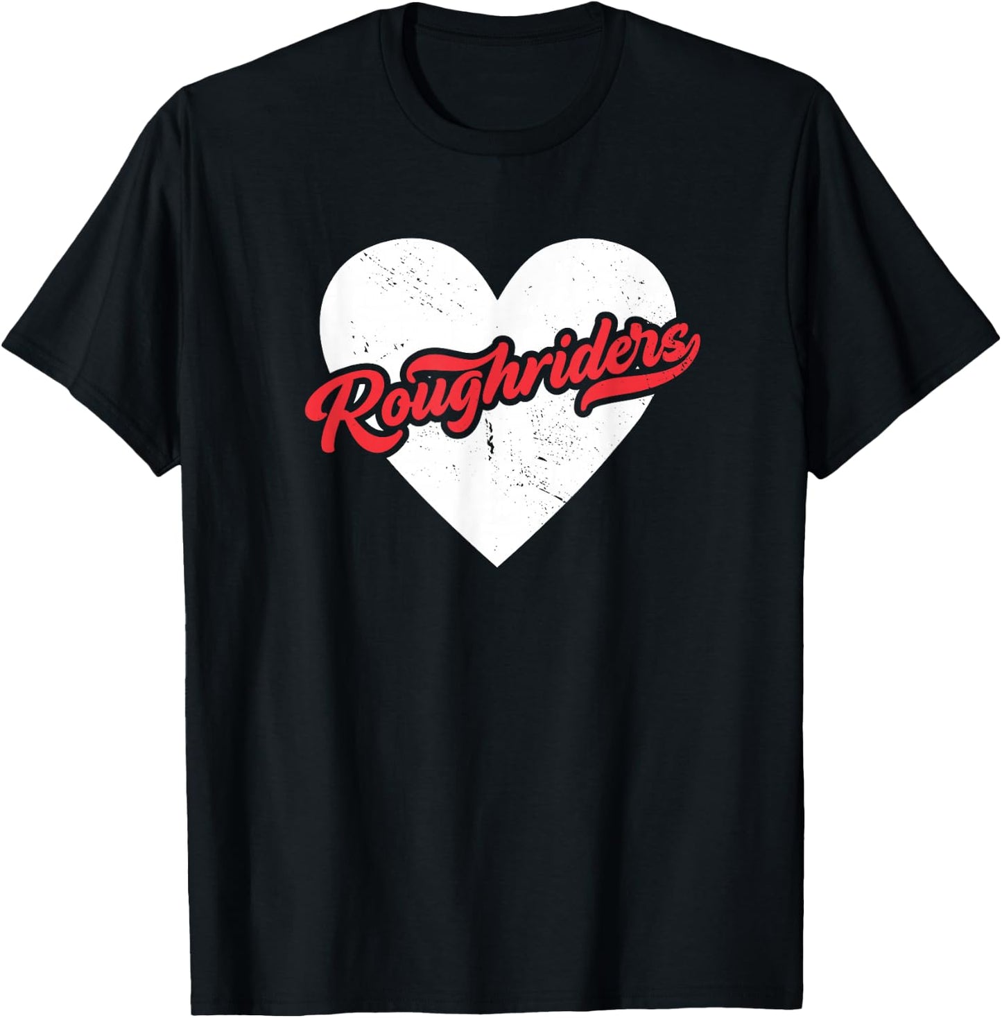 Vintage Roughriders High School Go Rough Riders Pride Heart T-Shirt - T-Shirt | Black