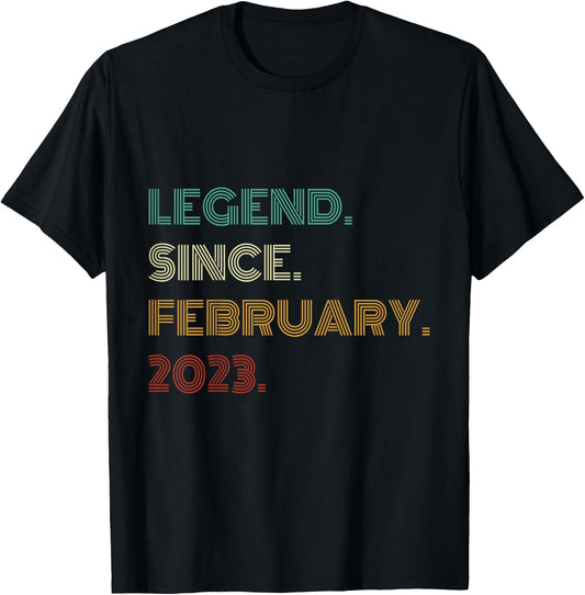 3 Years Old Legend Since February 2023 3rd Birthday T-Shirt - T-Shirt | Black