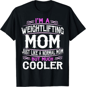 Weightlifting Mom, Cute Gym Mom Gift T-Shirt - T-Shirt | Black