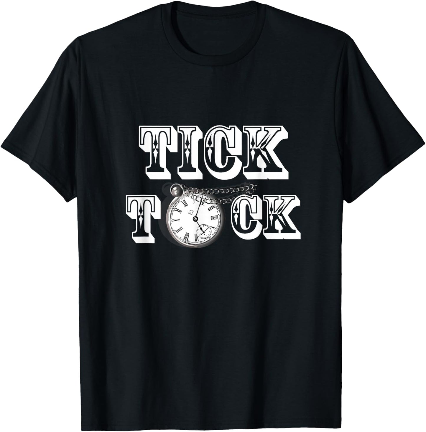 Tick Tock Pocket Watch Steampunk Inspired Graphic T-Shirt - T-Shirt | Black