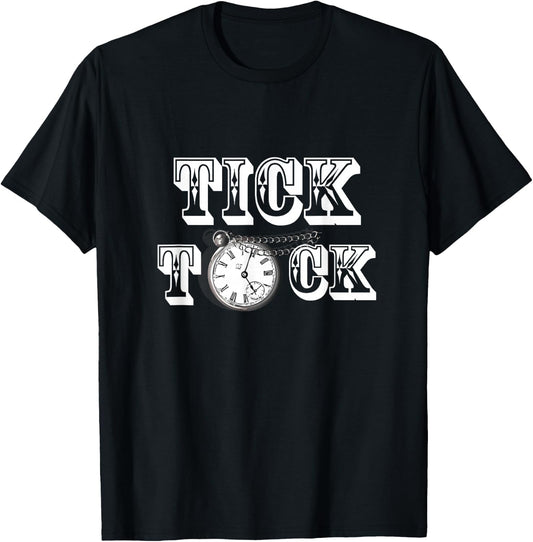Tick Tock Pocket Watch Steampunk Inspired Graphic T-Shirt - T-Shirt | Black