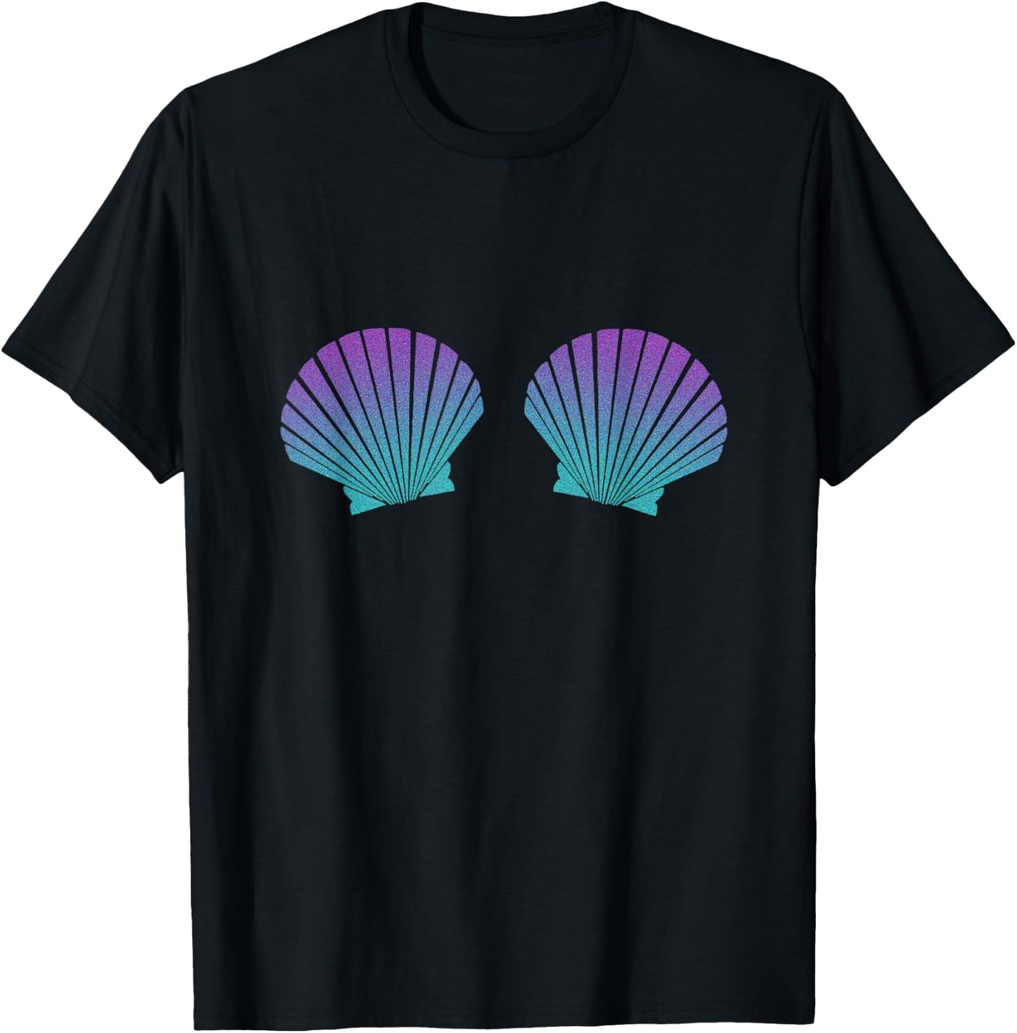 Mermaid Sea Shell Bra Sea Shell Mermaid Costume T-Shirt - T-Shirt | Black