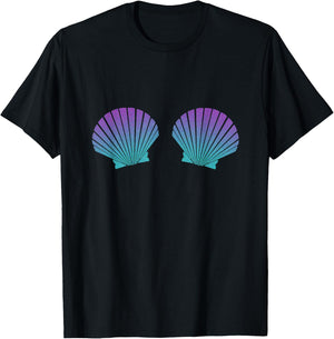 Mermaid Sea Shell Bra Sea Shell Mermaid Costume T-Shirt - T-Shirt | Black