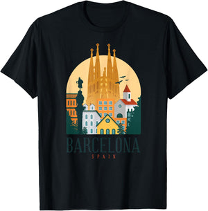 Barcelona Spain Cathedral Spanish City Souvenir T-Shirt - T-Shirt | Black