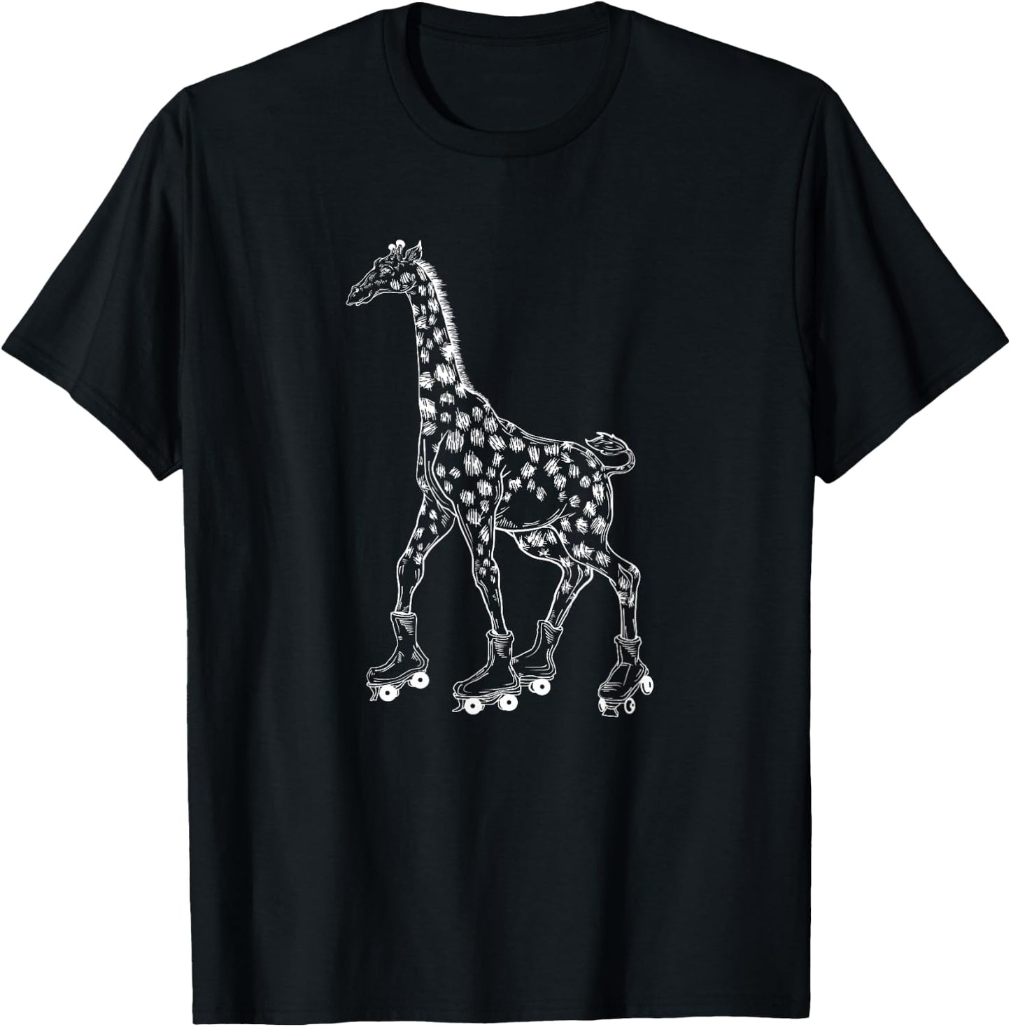 Giraffe Skating Roller Skates Derby Skater Funny Animal T-Shirt - T-Shirt | Black