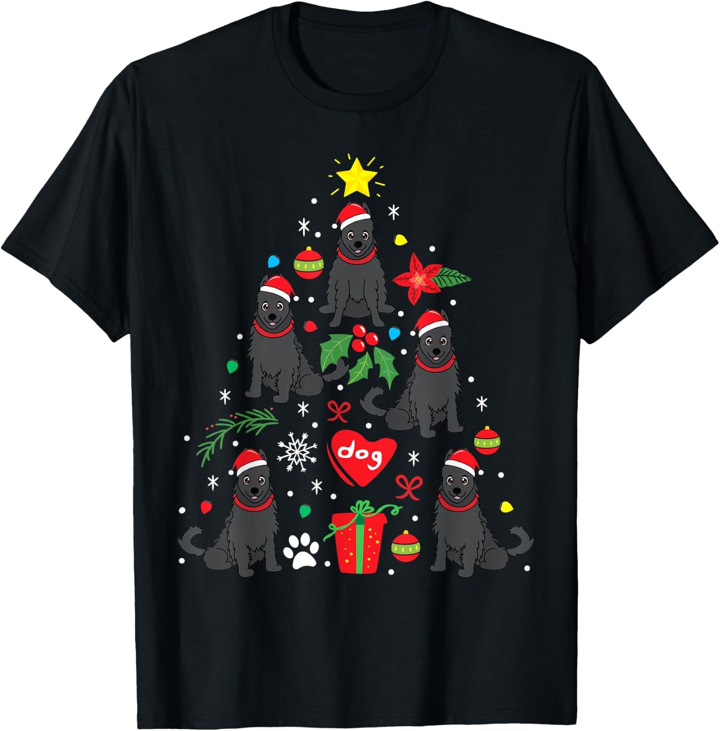 Schipperke Christmas Funny Dog Gift T-Shirt - T-Shirt | Black