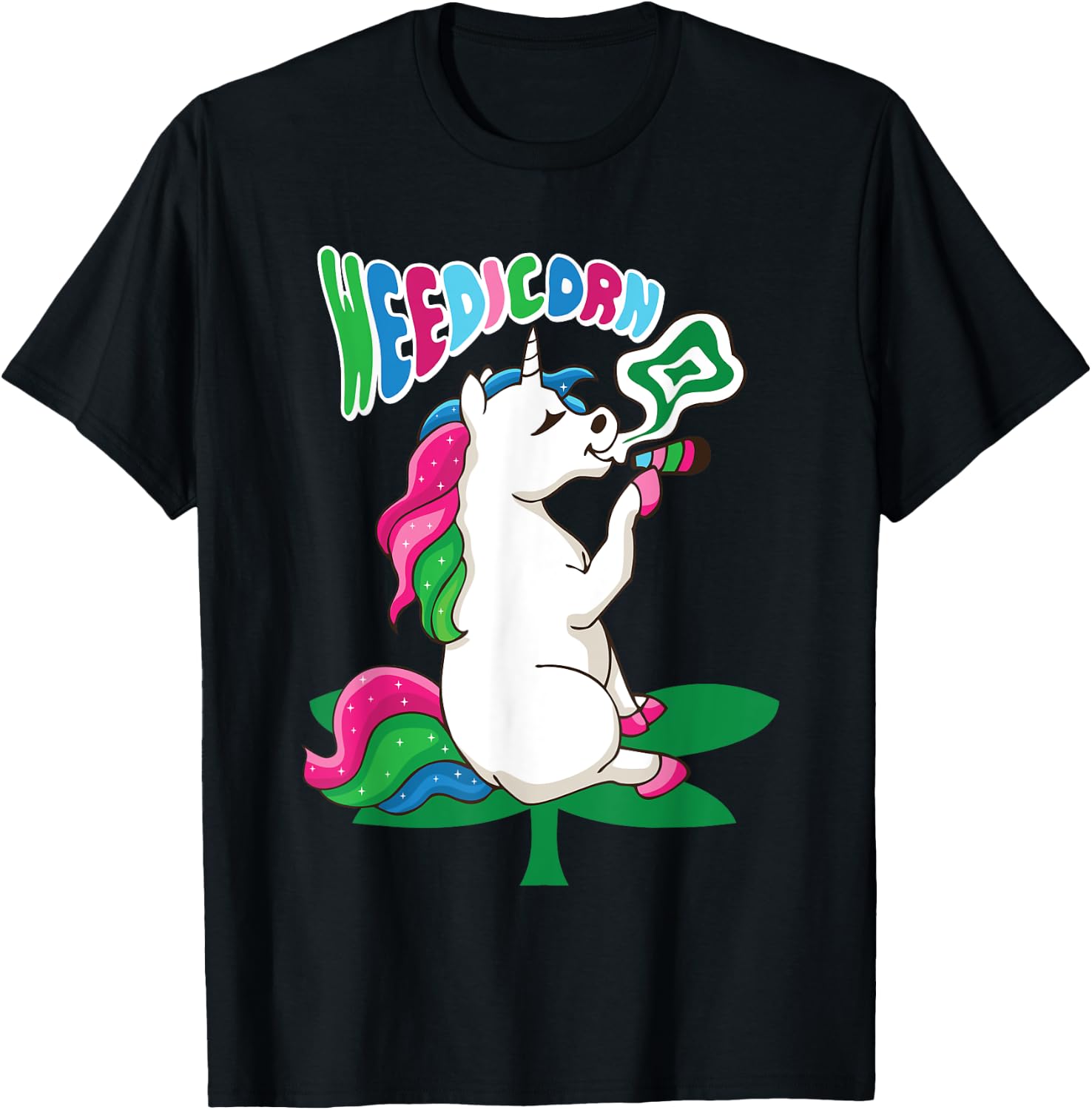 Weedicorn Unicorn Kifft Cannabis Marijuana Unicorn Kiffer T-Shirt - T-Shirt | Black