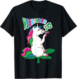 Weedicorn Unicorn Kifft Cannabis Marijuana Unicorn Kiffer T-Shirt - T-Shirt | Black