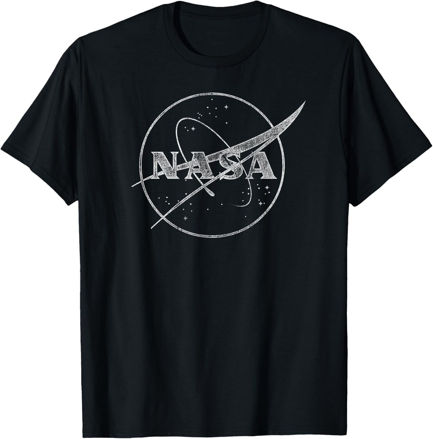 NASA Distressed Retro Meatball Logo Space Exploration T-Shirt - T-Shirt | Black