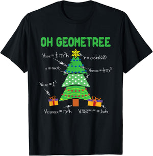 Oh Geometree Geometry Math Science Teacher Christmas Men Women Kids T-Shirt - T-Shirt | Black