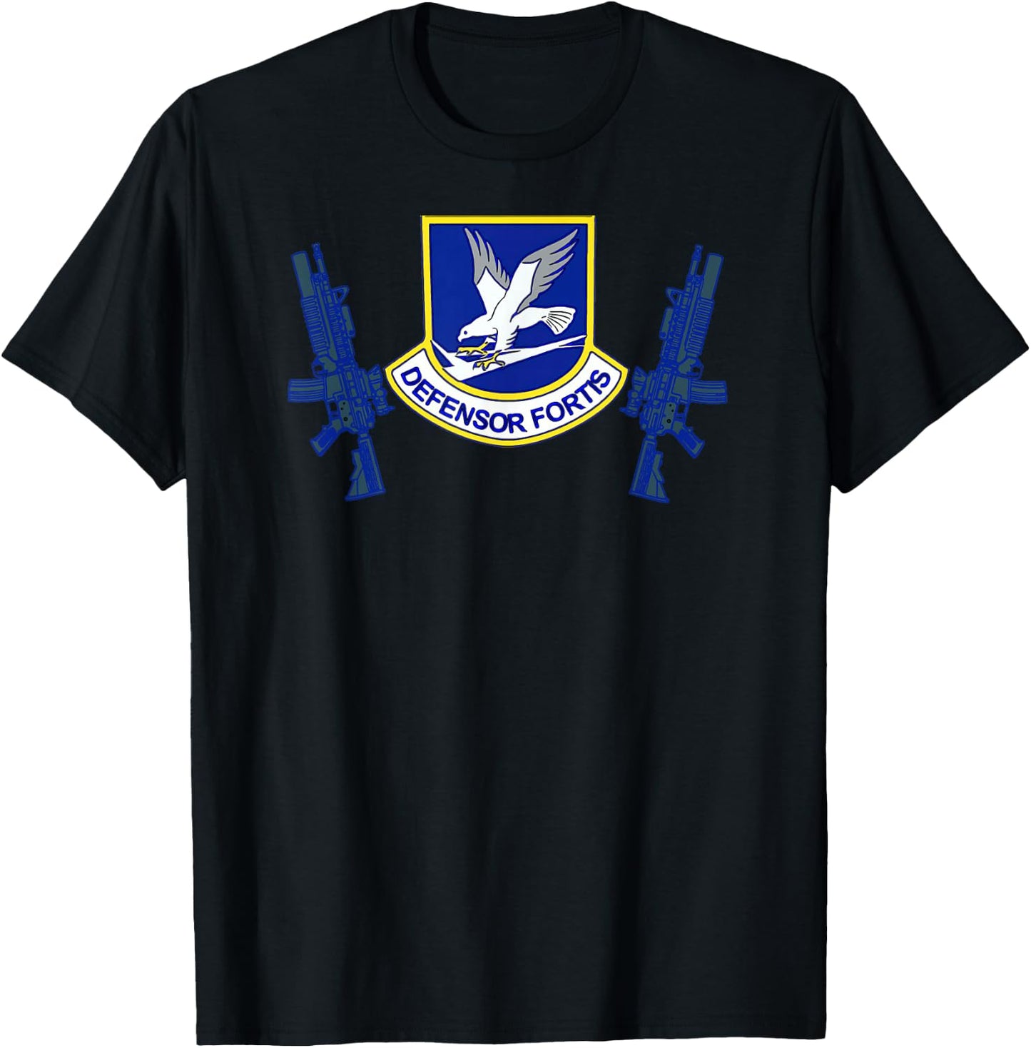 Military Squadron USAF Defensor Fortis Air Force Security Forces Black Modern Letter Print T-Shirt - T-Shirt | Black