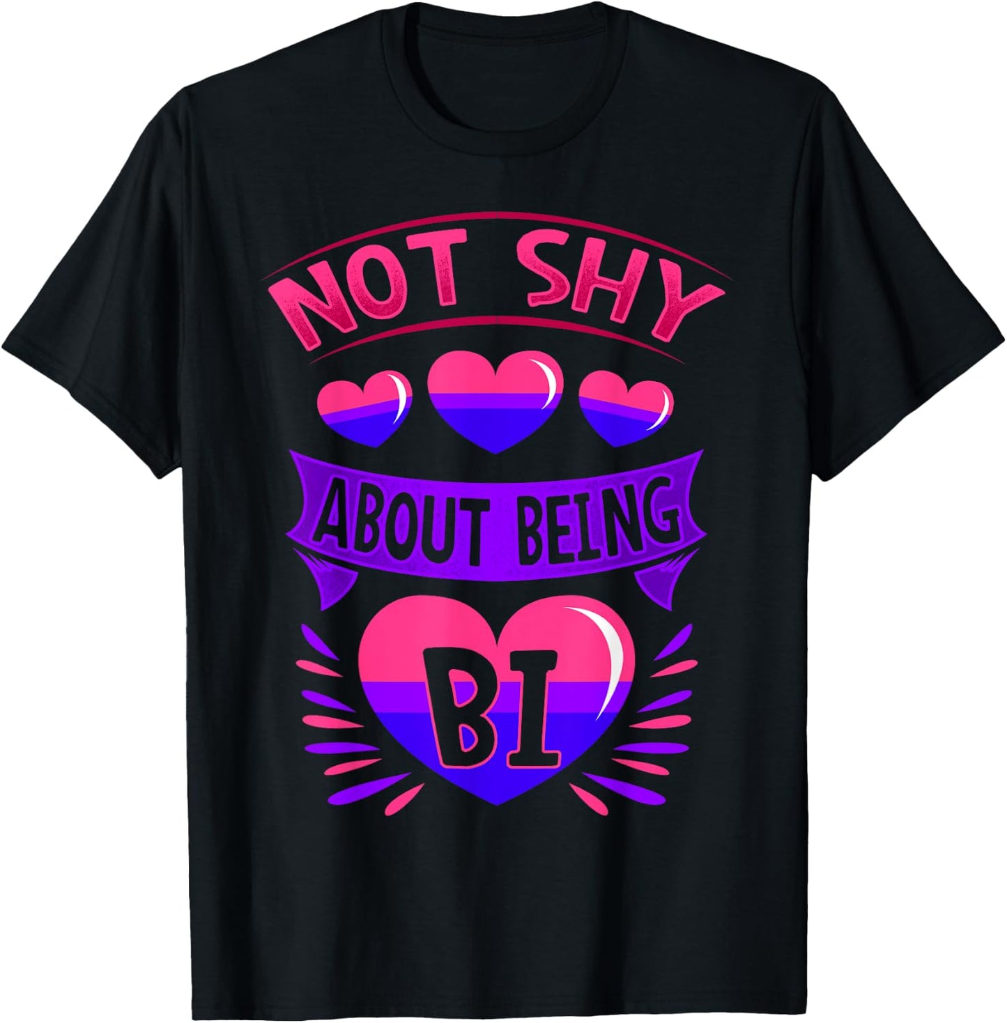 BiSexual Gay Pride Month Funny Not Shy About Being Bi Pride T-Shirt - T-Shirt | Black