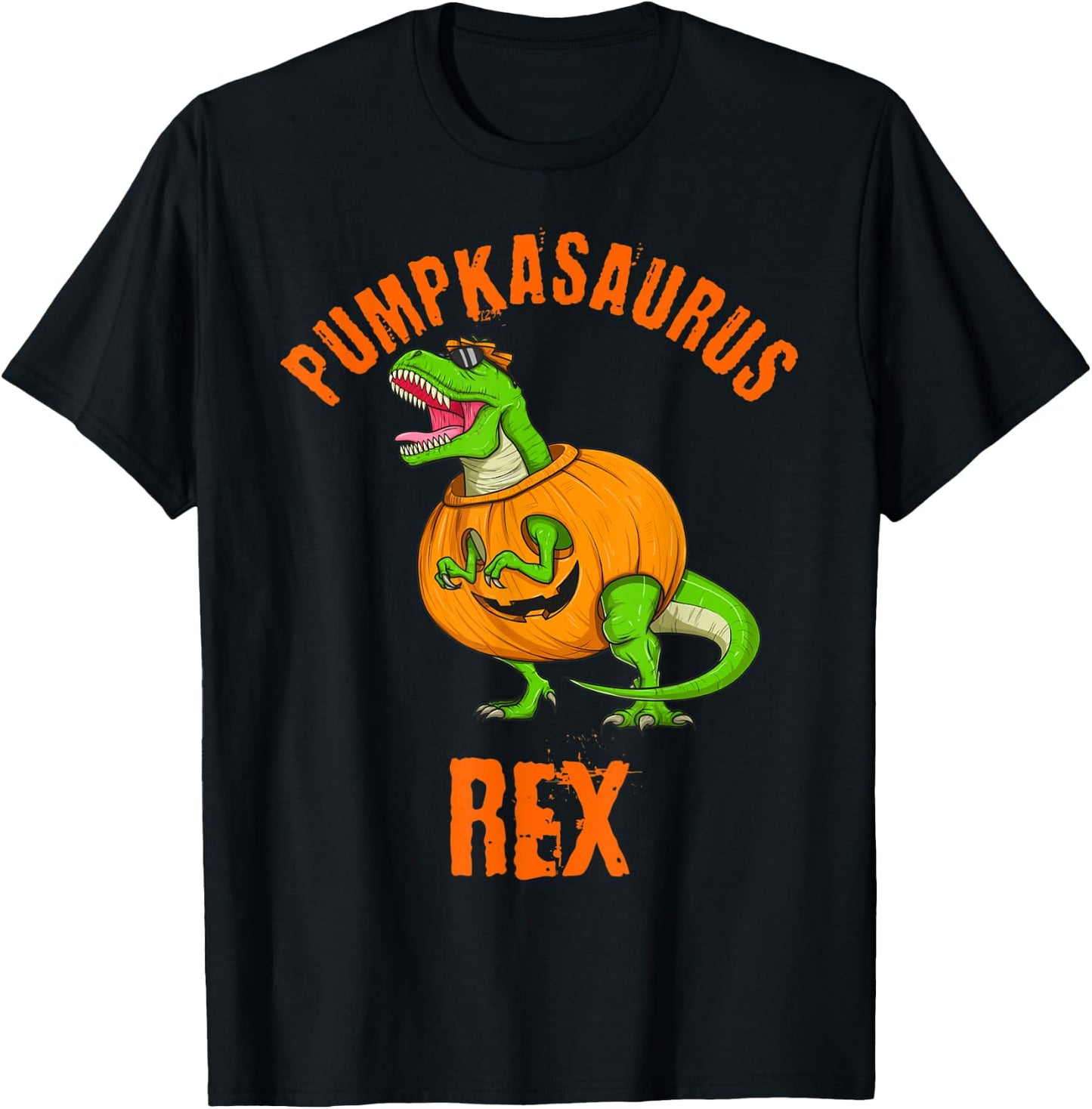 Halloween Pumpkasaurus Rex T Rex Dinosaur Jack O Lantern Fun T-Shirt - T-Shirt | Black