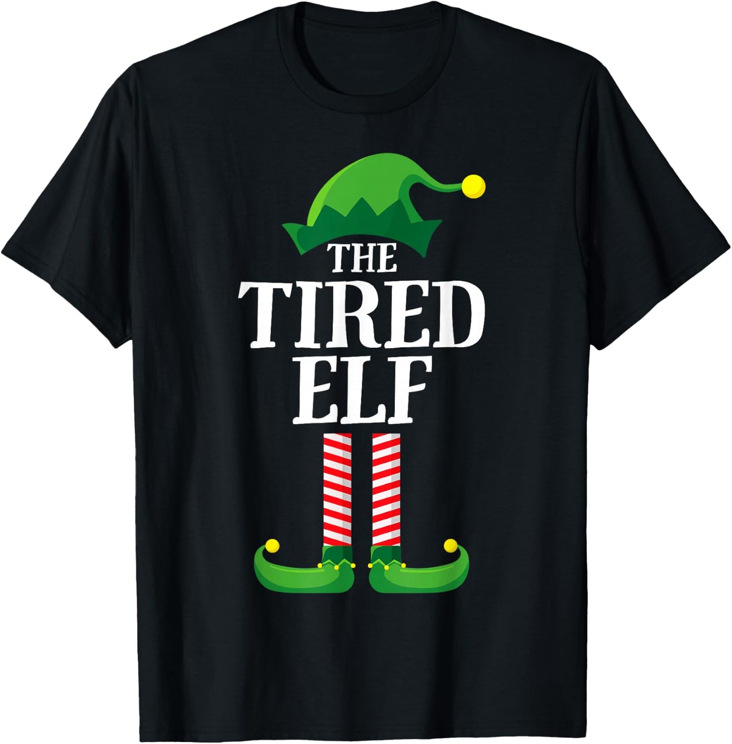 Tired Elf Matching Family Group Christmas Party Pyjamas T-Shirt - T-Shirt | Black