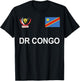 Sports-style Flag and Crest of DR Congo T-Shirt - T-Shirt | Black