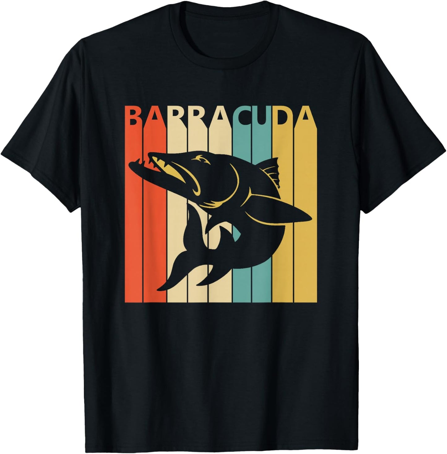 Vintage Wild Animal Barracuda Fish T-Shirt - T-Shirt | Black