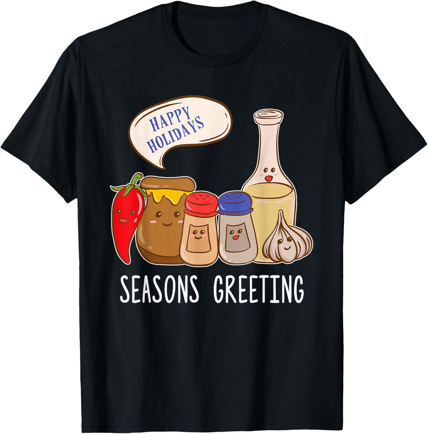 Seasons Greetings Funny Christmas Humor Holiday Food Pun T-Shirt - T-Shirt | Black