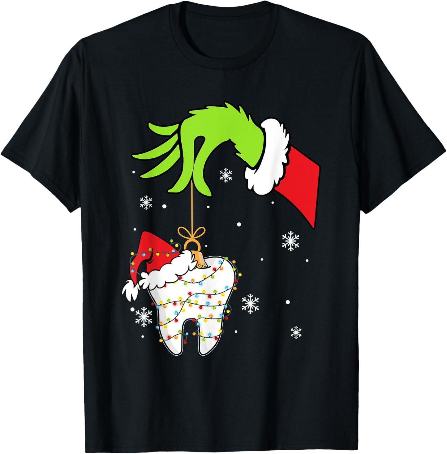 Christmas Tooth Dentist Dental Assistant Teeth Pajamas Xmas T-Shirt - T-Shirt | Black
