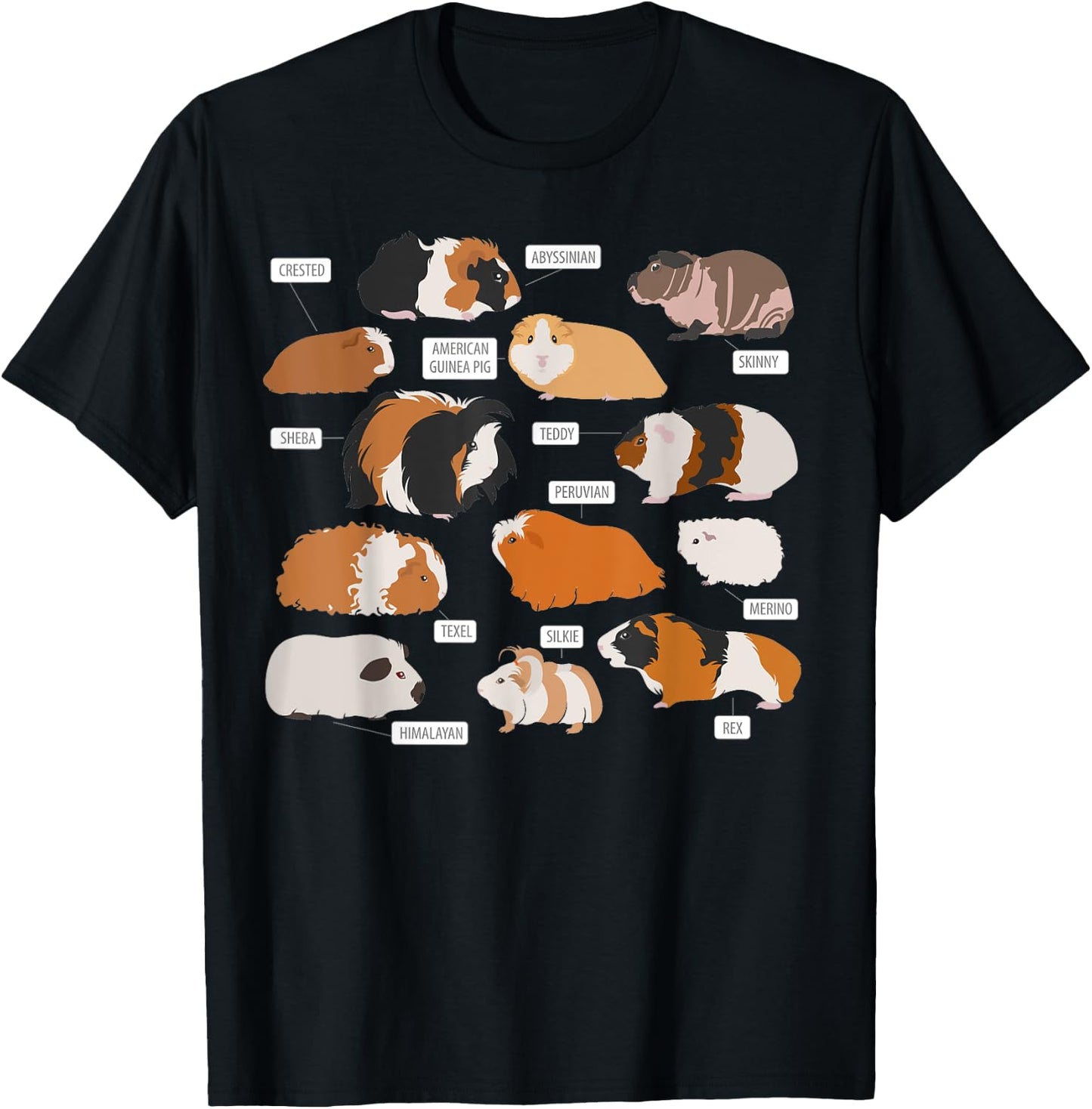 Guinea pig breeds Shirt Shirt Costume Clothing Accessories T-Shirt - T-Shirt | Black