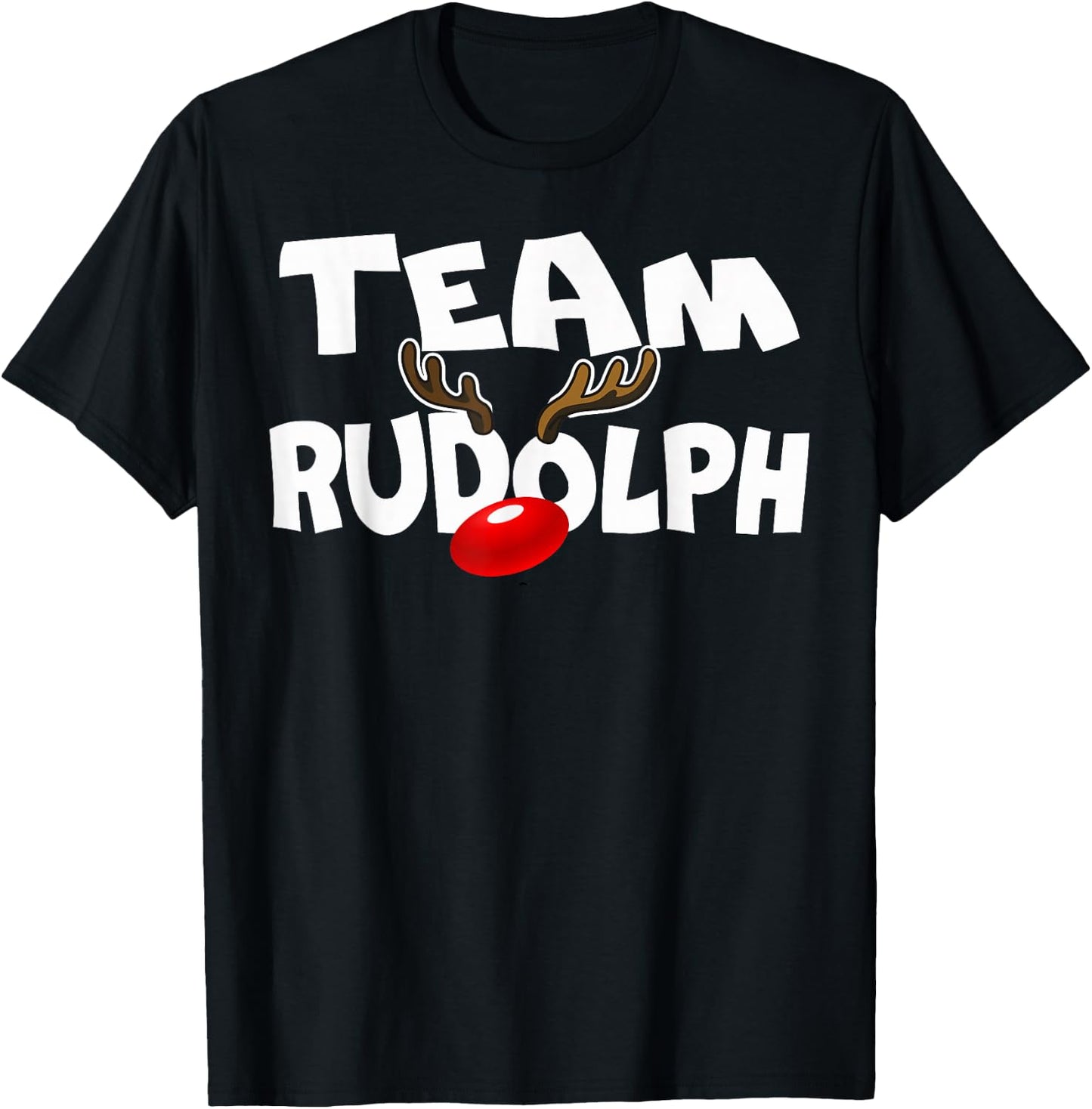 Team Rudolph Cute Christmas Reindeer Deer Lover Gift Design T-Shirt - T-Shirt | Black