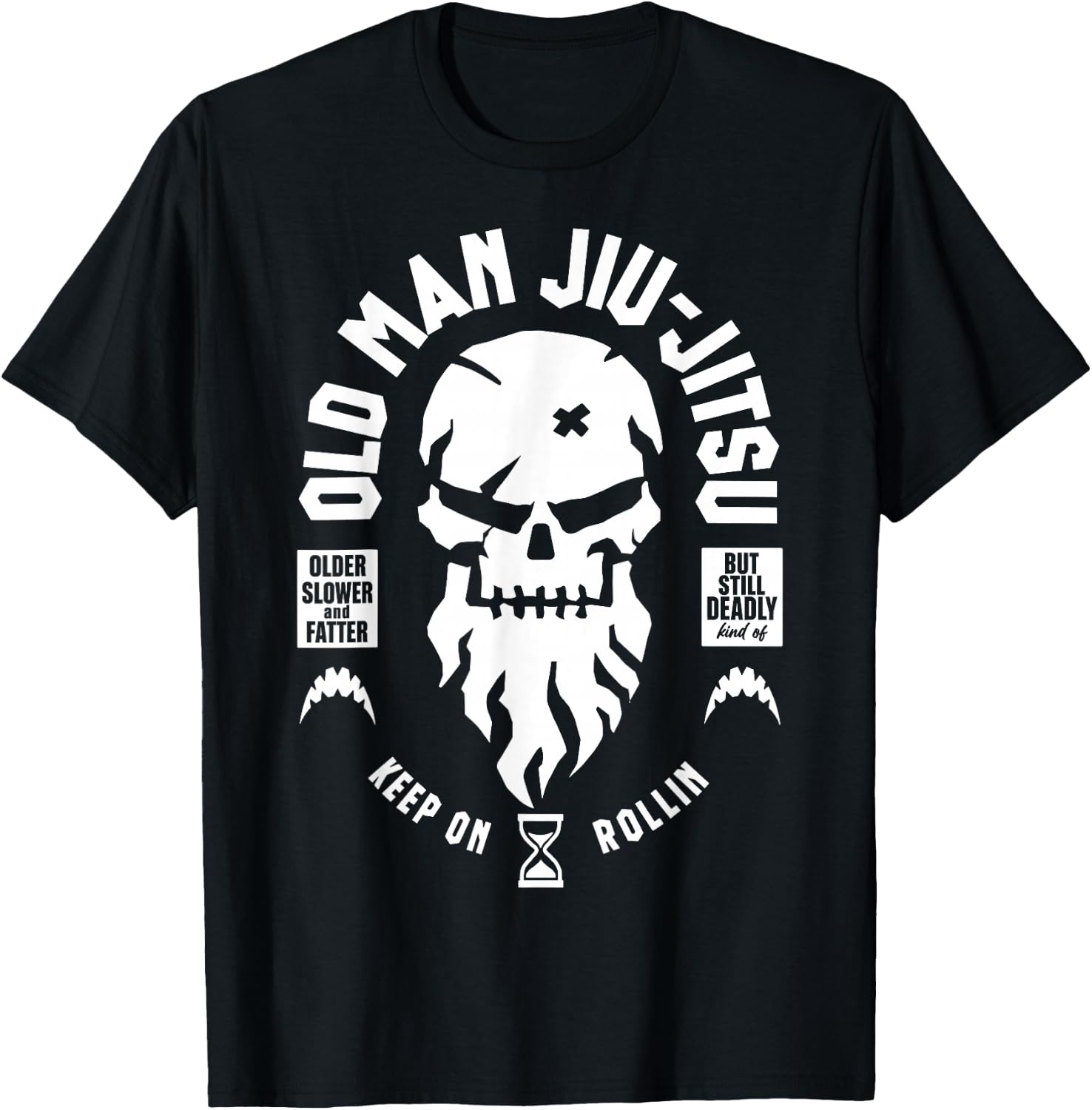 Vintage Old Man Jiu-Jitsu But Still Deadly Keep On Rollin T-Shirt - T-Shirt | Black