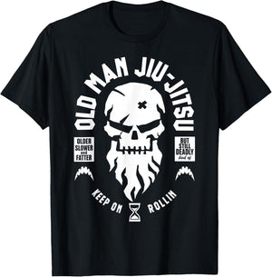 Vintage Old Man Jiu-Jitsu But Still Deadly Keep On Rollin T-Shirt - T-Shirt | Black