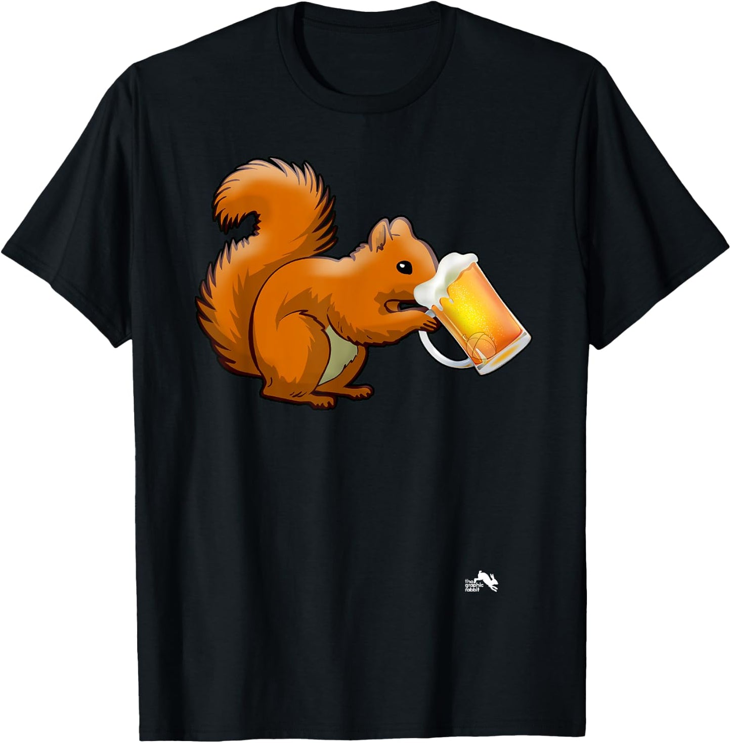 Squirrel Drinking Beer for Animal Lovers - Beer Squirrel T-Shirt - T-Shirt | Black