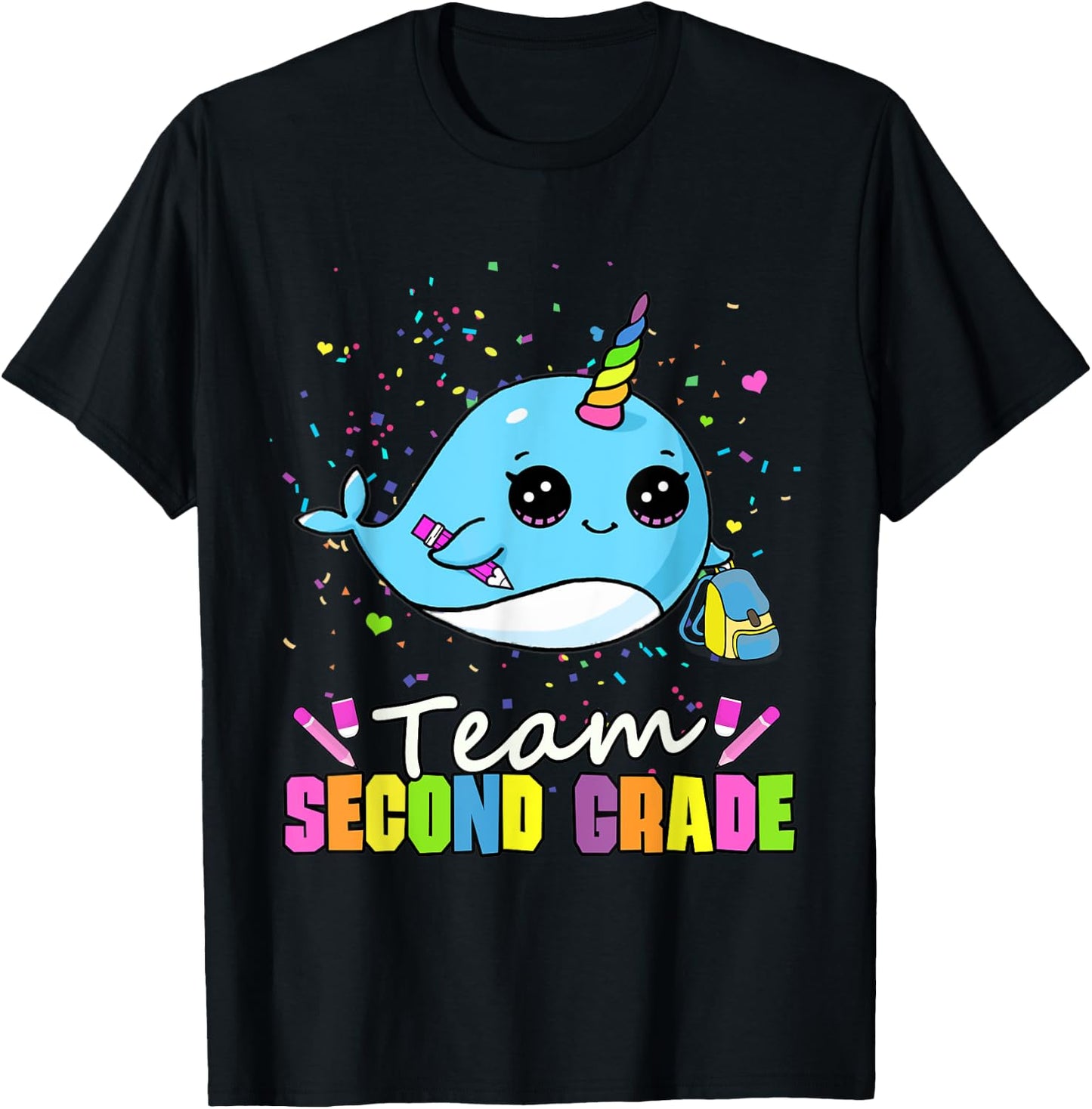 Team Second Grade Narwhal Team 2nd Grade T-Shirt - T-Shirt | Black