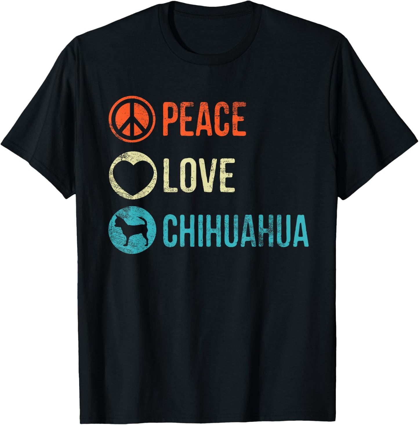 Peace Love Chihuahua Dog Lover Pet Owner Gifts T-Shirt - T-Shirt | Black