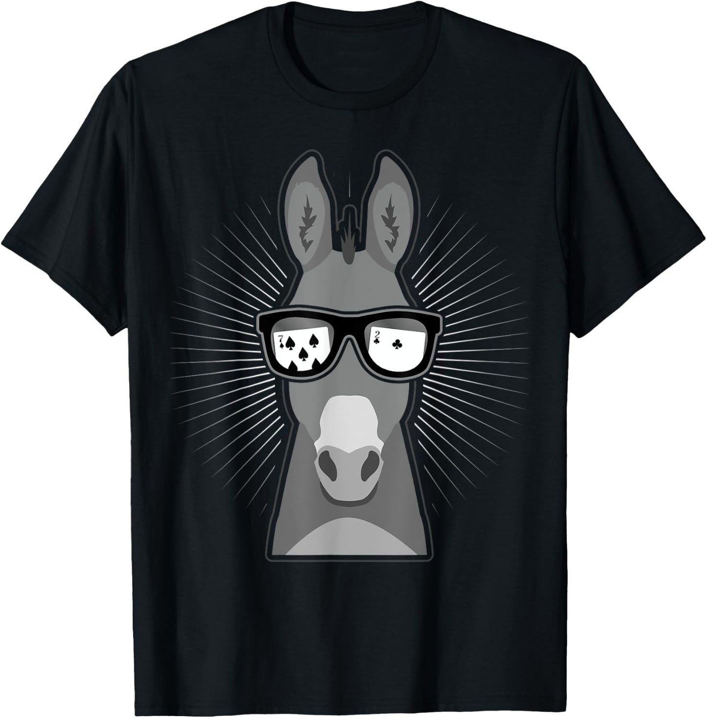 Funny Donkey Card Player With Seven Deuce T-Shirt - T-Shirt | Black