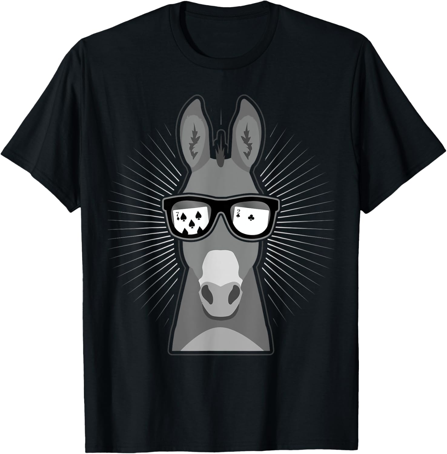 Funny Donkey Card Player With Seven Deuce T-Shirt - T-Shirt | Black