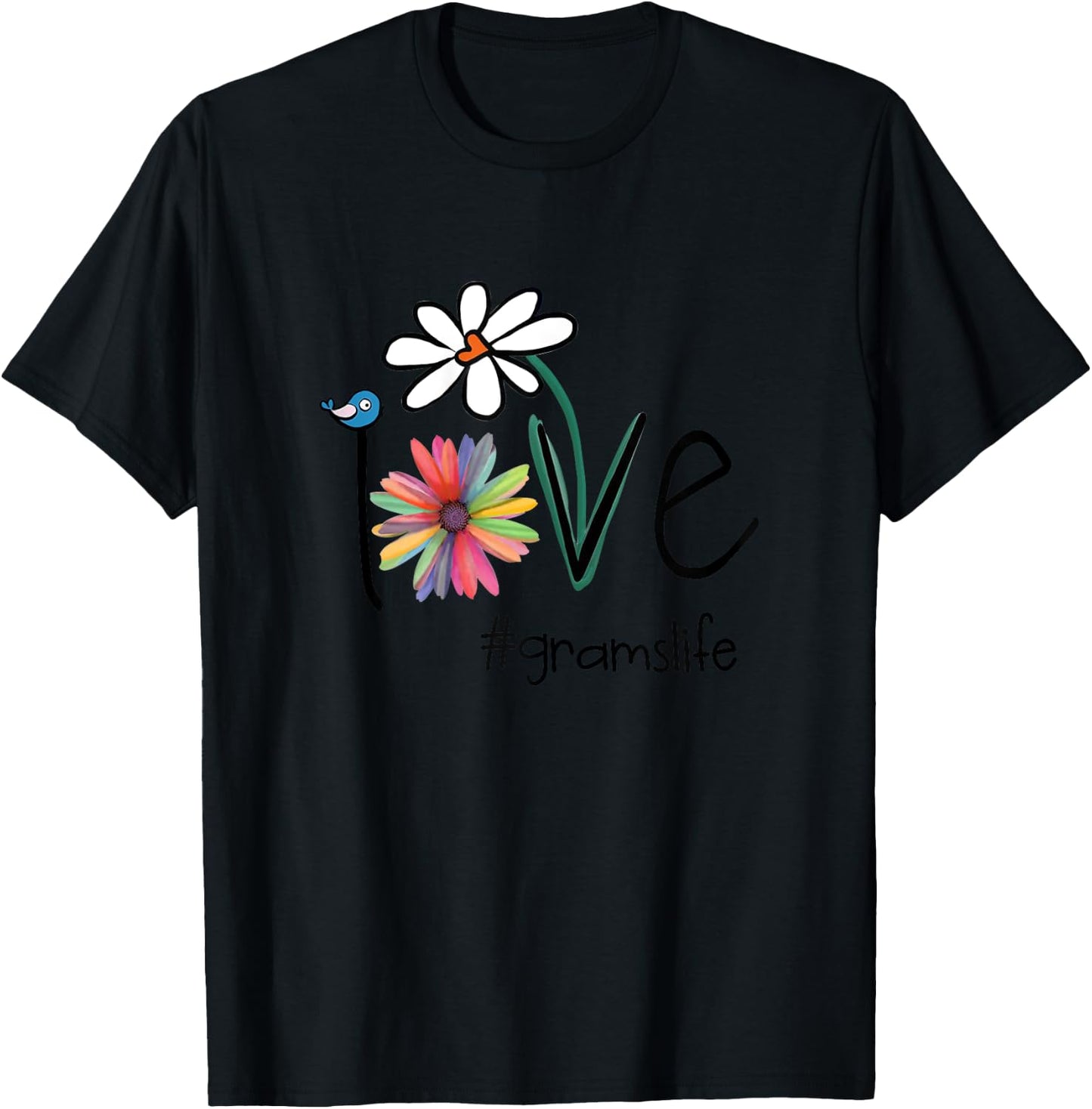 Love Grams Life - Art Flower T-Shirt - T-Shirt | Black