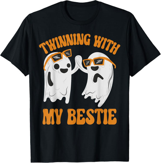 Twinning With My Bestie Matching Halloween Best Friend BFF T-Shirt - T-Shirt | Black