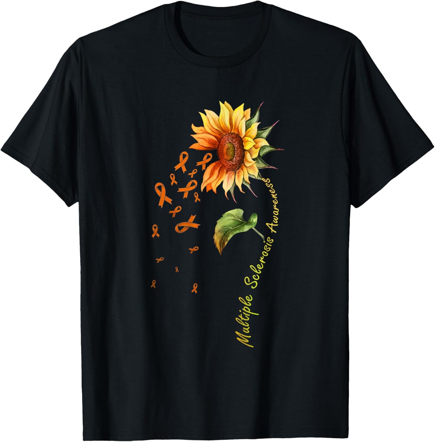 Multiple Sclerosis Awareness Sunflower Shirt MS Awareness T-Shirt - T-Shirt | Black