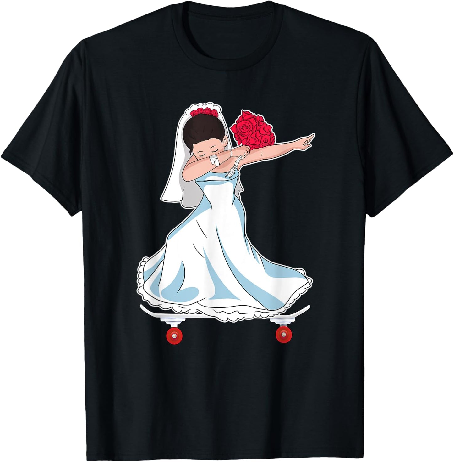 Skateboarding Wedding Bride on Skateboard Gift Skater T-Shirt - T-Shirt | Black