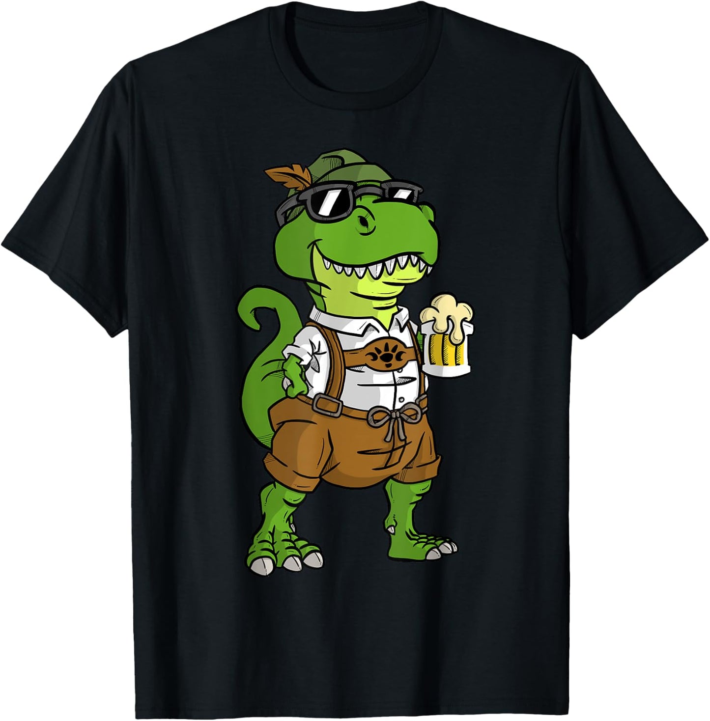 Dinosaur Drinking Beer T-Rex Oktoberfest T-Shirt - T-Shirt | Black