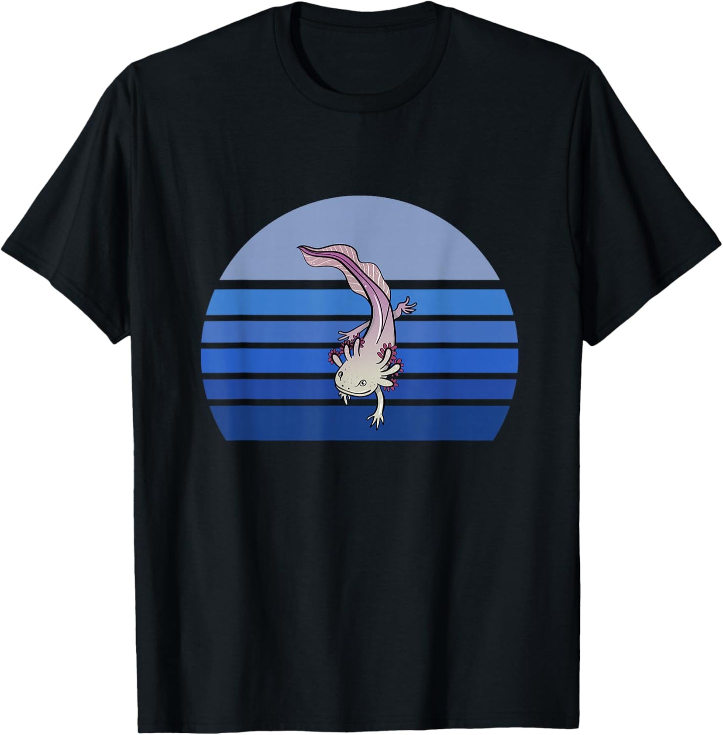 Blue Retro Axolotl Mexican Salamander Gift Lover T-Shirt - T-Shirt | Black