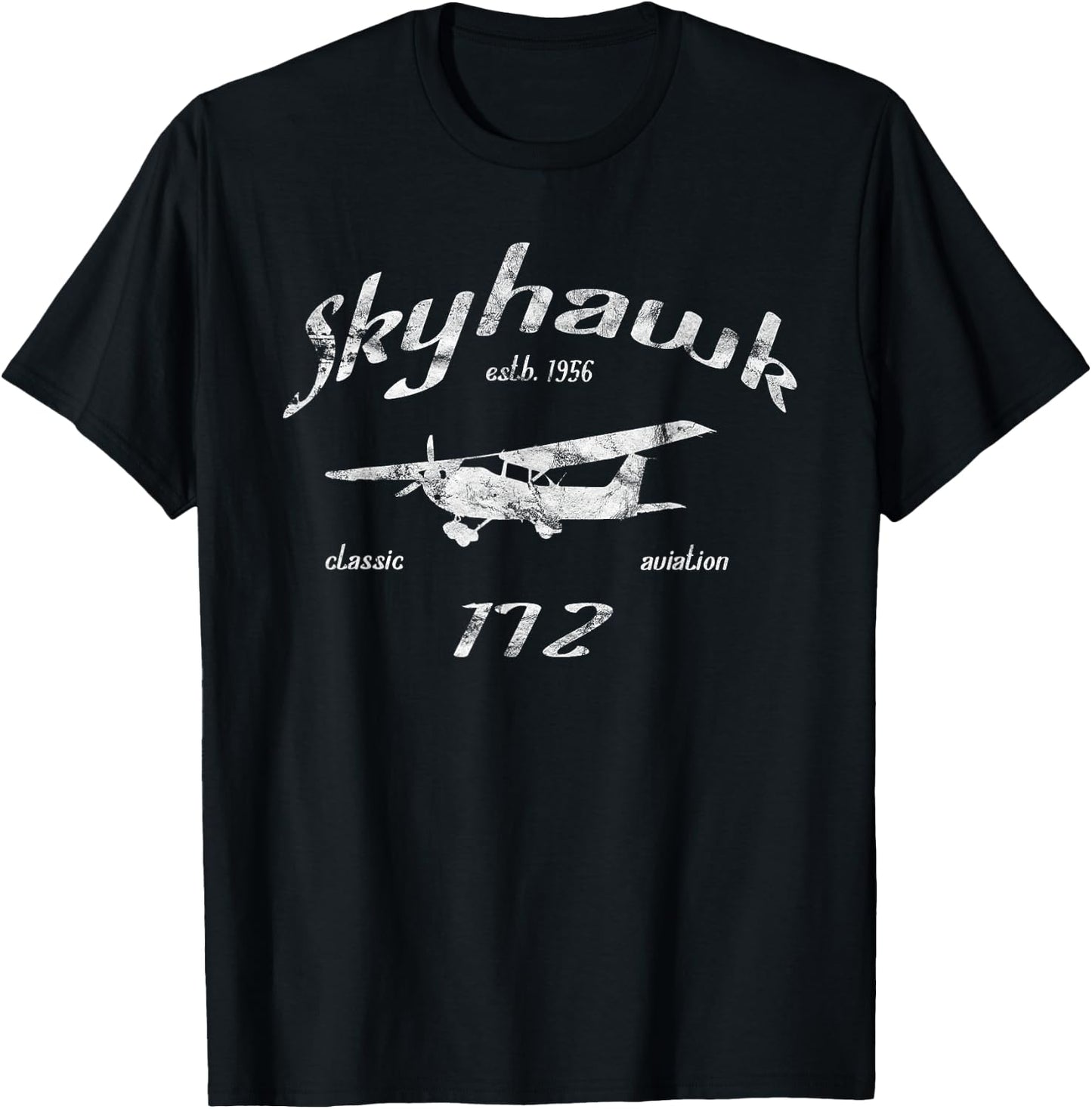 172 Skyhawk Airplane Classic Vintage Aviation Private Pilot T-Shirt - T-Shirt | Black