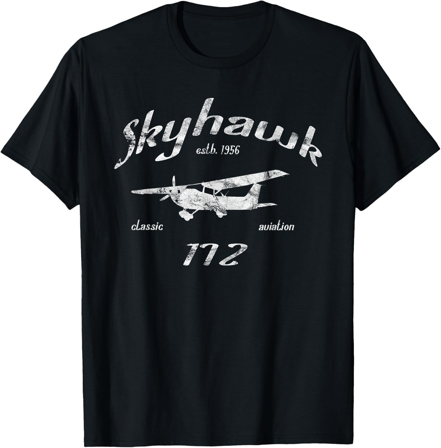 172 Skyhawk Airplane Classic Vintage Aviation Private Pilot T-Shirt - T-Shirt | Black