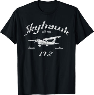 172 Skyhawk Airplane Classic Vintage Aviation Private Pilot T-Shirt - T-Shirt | Black