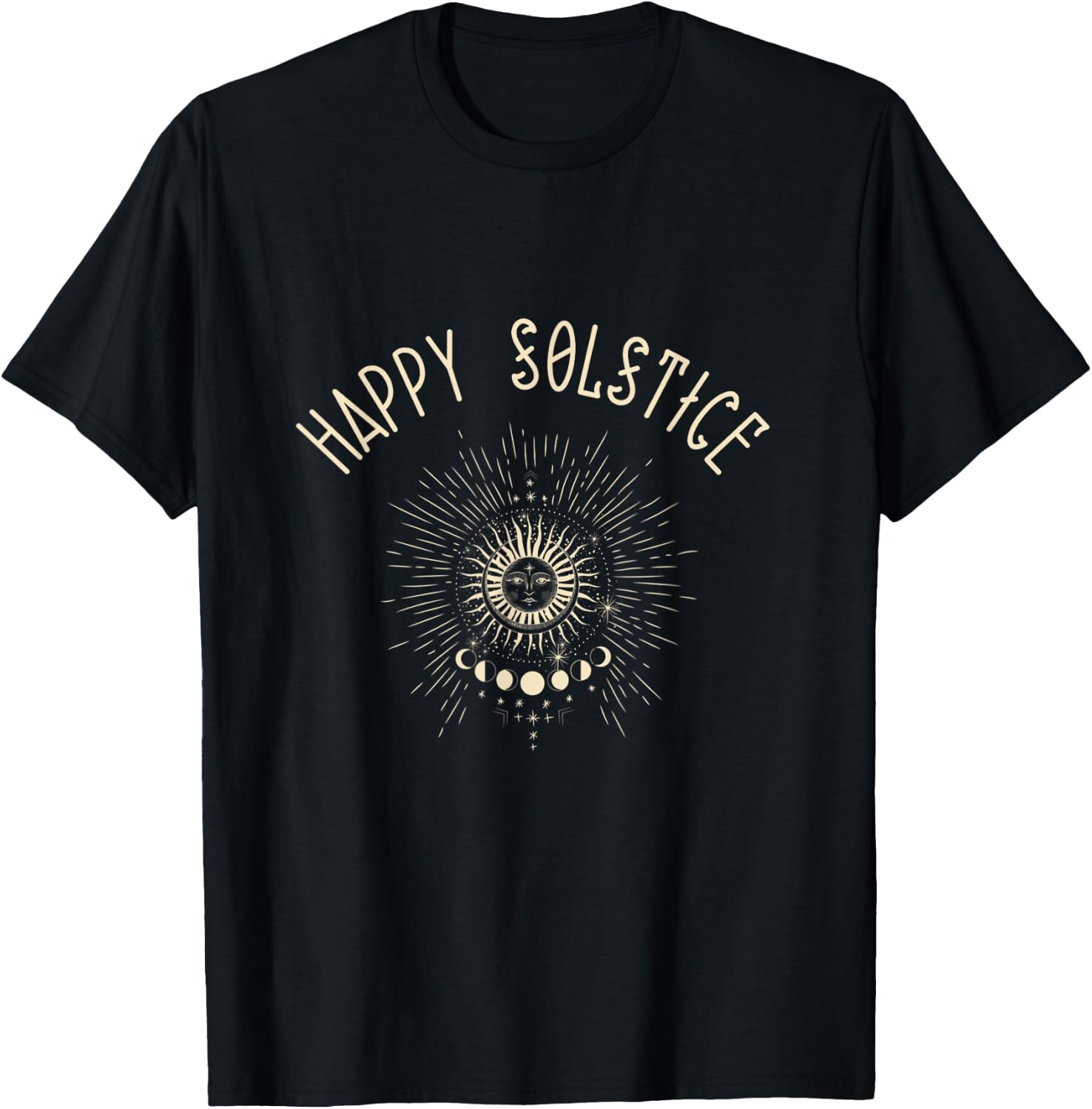 Happy Solstice Winter Sun Holiday Celestial Christmas Gift T-Shirt - T-Shirt | Black